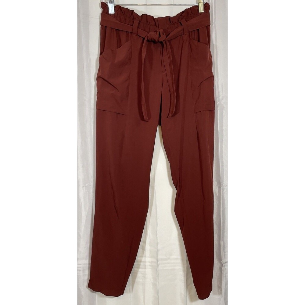 Athleta Pants Women’s 10 Skyline Burnt Rust Casual Paperbag Slacks Mid High Rise